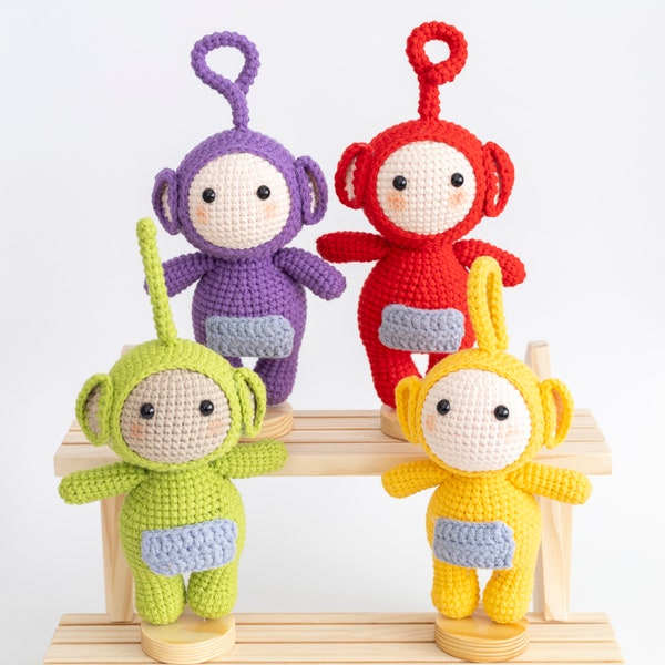 Teletubbies Set of dolls, handmade teletubbie doll, teletubbie toys, teletubbies gift set, crochet teletubbies, teletubbies doll