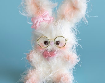 handmade bunny doll, made with pipe cleaners bunny doll, chenille stems bunny doll, handmade gift