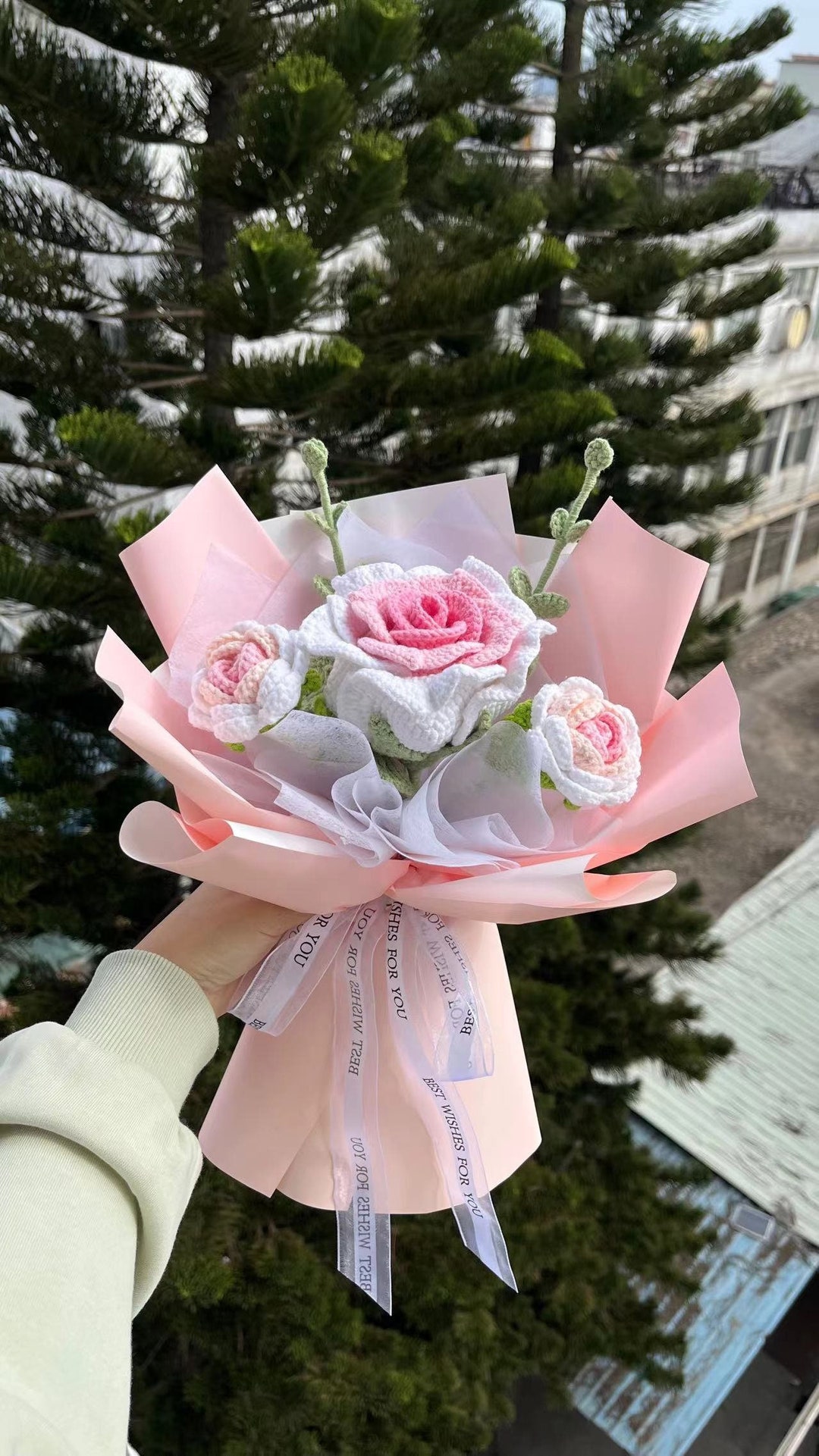 Handmade Flowers Bouquet, Crochet Flower Bouquet, Bouquet for Friend