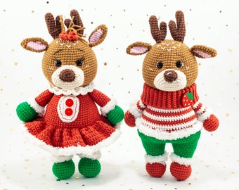 Crochet reindeer doll, christmas toy stuffed animal, handmade reindeer, christmas reindeer snata's helper, handmade deer, amigurumi toy