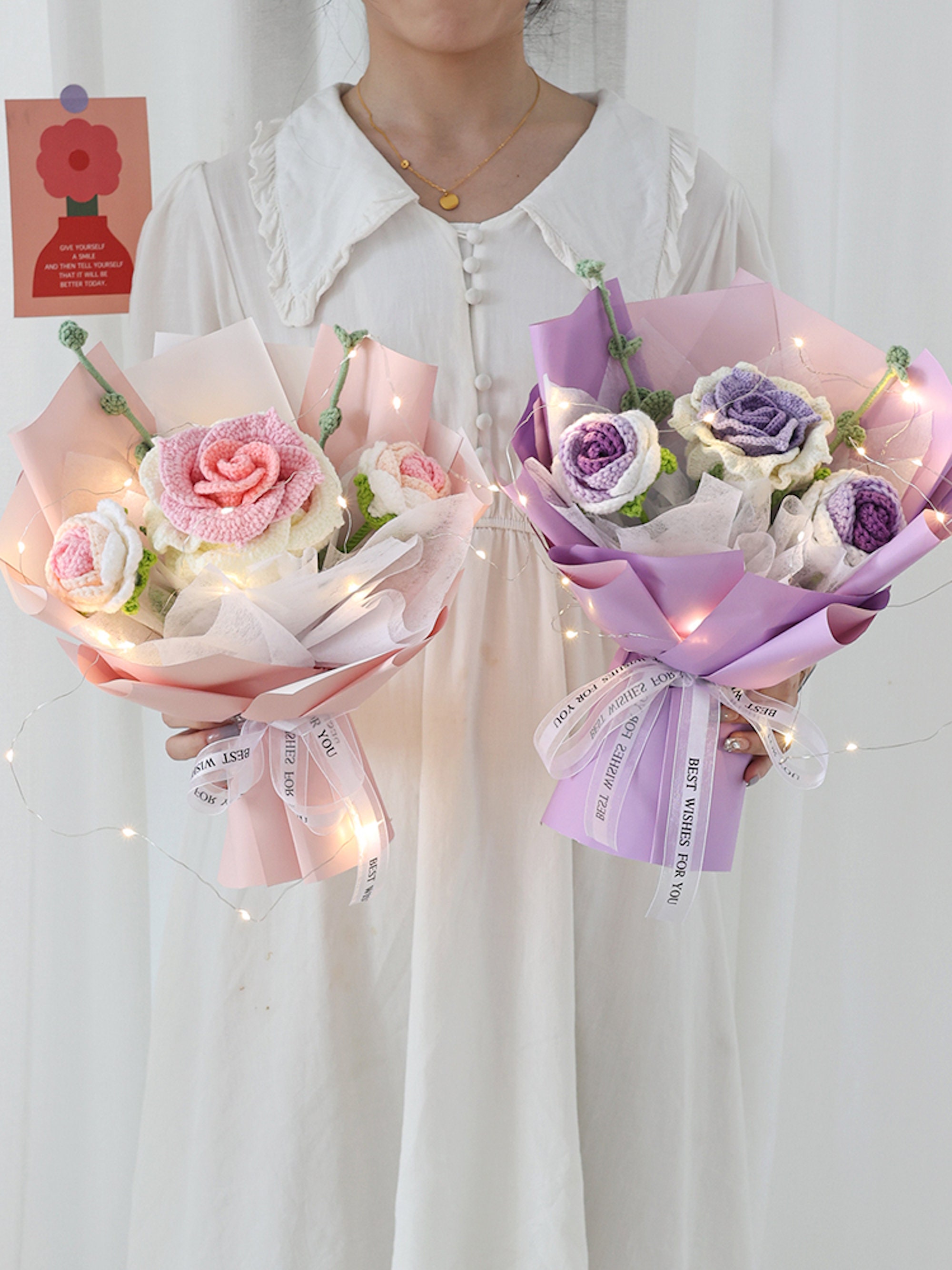 Handmade Flowers Bouquet, Crochet Flower Bouquet, Bridesmaids Bouquet,  Wedding Flower, Handmade Bridal Flowers, Handmade Knitted Flowers 