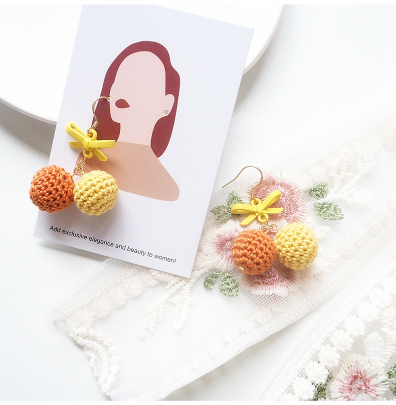 Crochet Orange Earrings Amigurumi Fruit Earrings Orange Etsy