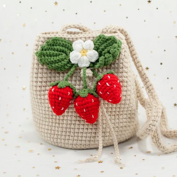 Buy Crochet Bag PATTERN, Amigurumi Strawberry Bag, Crochet Drawstring Bag  PATTERN, Crochet Purse, Knitted Cupcake Purse Crochet PATTERN Online in  India - Etsy
