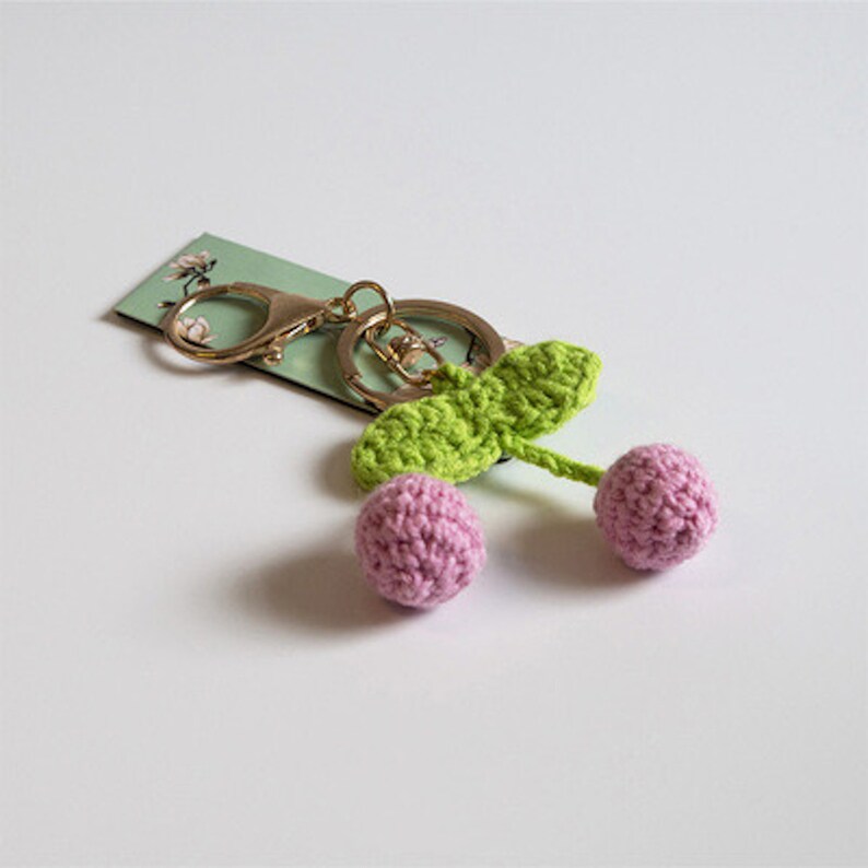 Crochet Fruit Keychain Amigurumi Fruit Keychains Cherry Etsy