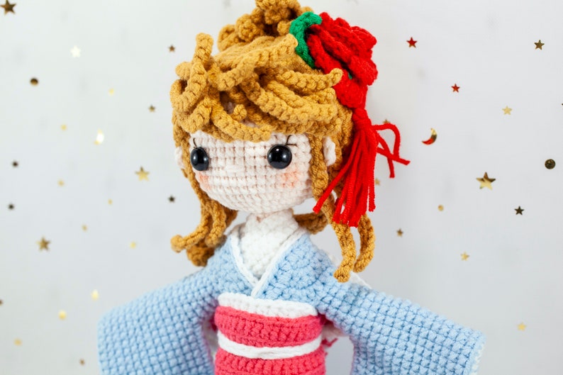 Amigurumi Japanese Kimono Vintage Girl Crochet Kimono Doll Etsy