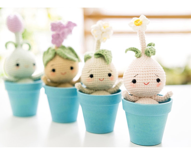 Amigurumi flower bulb doll set,Amigurumi plant decor,Forever Plant,Cute Home Decor,Crochet Flower Bulb,crochet Tulip,Amigurumi Flower Pot image 2