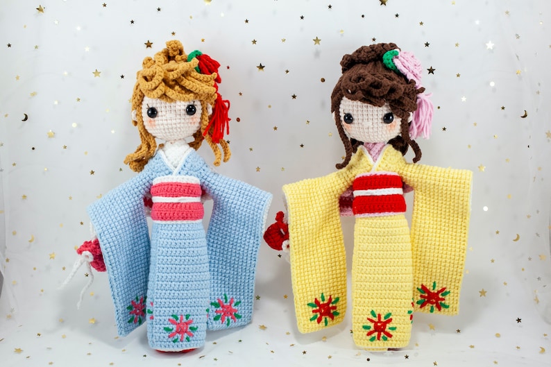 Amigurumi Japanese Kimono Vintage Girl Crochet Kimono Doll Etsy