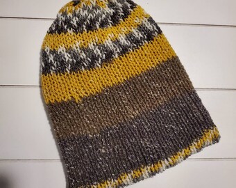 Mustard Mosaic | Classic Knit Beanie | Slouchy Beanie | Double wall beanie | Knitted Beanie | Winter Knit hat | Slouchy Hat | Fall beanie