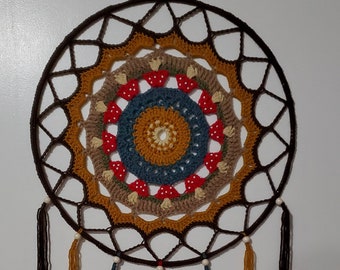 Fairy Circle  Mushroom Mandala  Crochet Dreamcatcher 19"