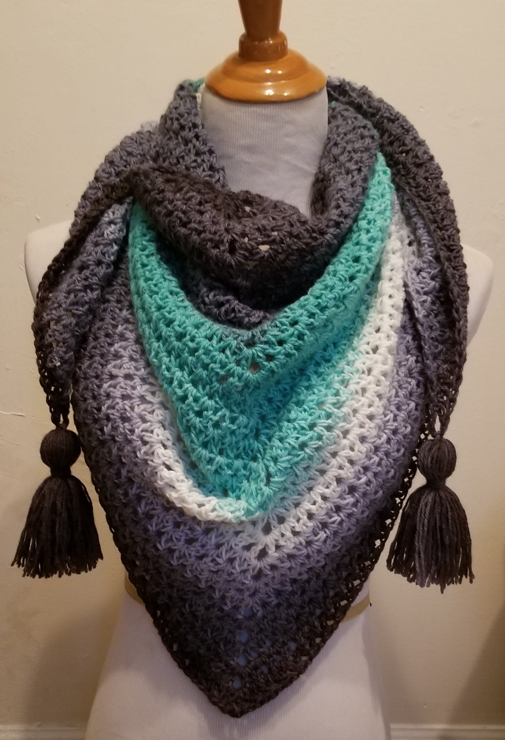 shawl Triangle Shawl crochet bandana scarf with tassels Triangle Scarf