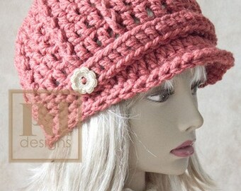 CROCHET Pattern / Ridged Newsboy Hat / Crochet Hat Pattern / Instant download pattern / crochet newsboy hat / newsboy hat / brimmed / P115