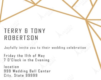 Gold Strip Wedding Invitation