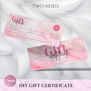 Plantilla de certificado de regalo, certificado de regalo DIY, AGREGAR LOGOTIPO, vale de regalo editable, tarjeta de regalo imprimible, vale de regalo, suministros para pequeñas empresas