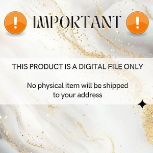 Puede incluir: Un cuadro de texto blanco con texto negro sobre un fondo de m&aacute;rmol. El texto dice: "!IMPORTANTE! ESTE PRODUCTO ES UN ARCHIVO DIGITAL &Uacute;NICAMENTE. No se enviar&aacute; ning&uacute;n art&iacute;culo f&iacute;sico a su direcci&oacute;n."