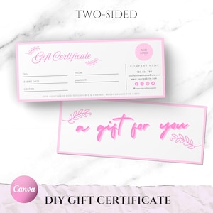 Gift Certificate Template, DIY Gift Certificate, ADD LOGO, Editable Gift Voucher, Printable Gift Card, Gift Voucher, Minimal, Small Business
