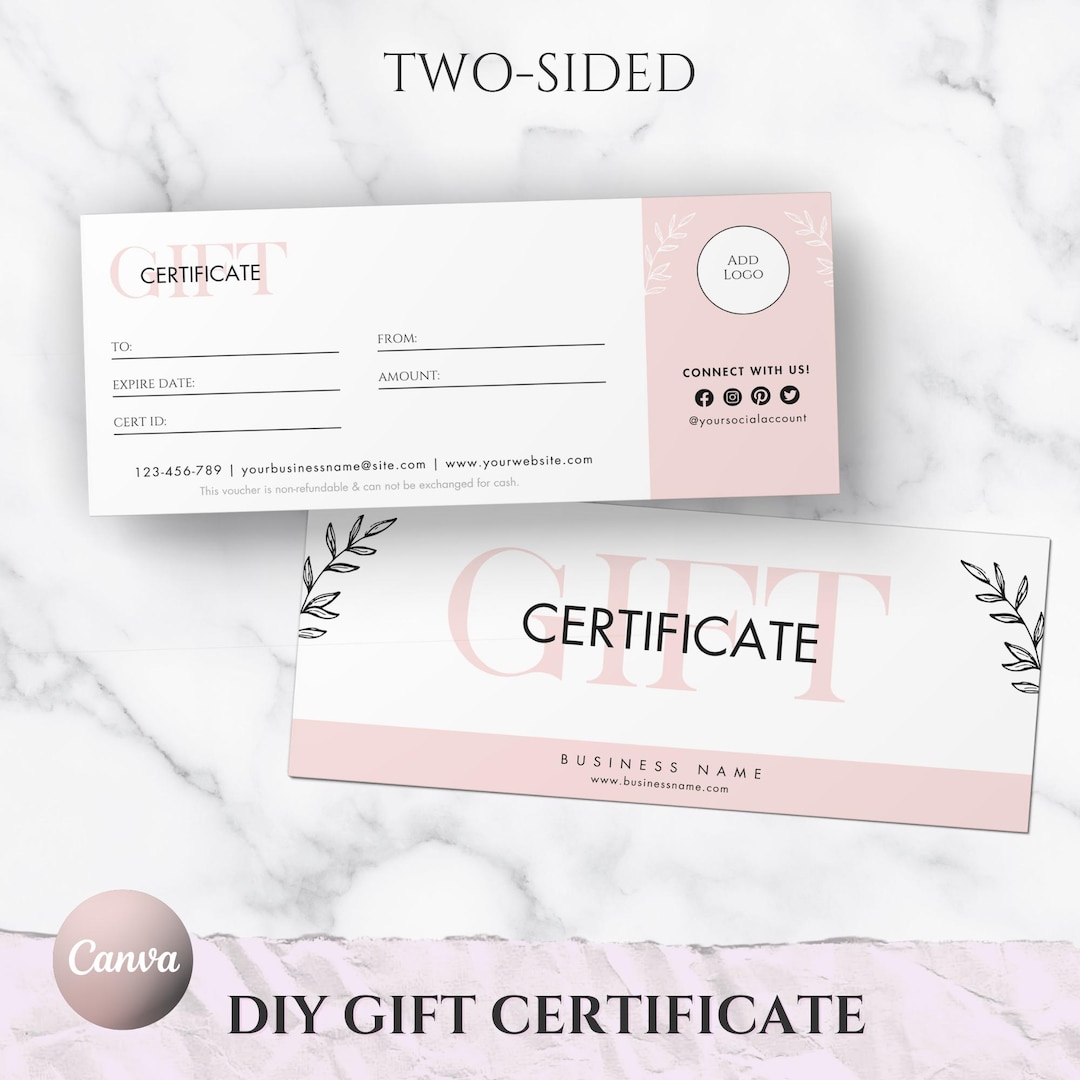 DIY Gift Certificate Template: Editable Printable Gift Card (canva) - Etsy