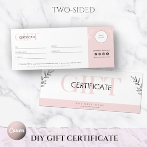 Plantilla de certificado de regalo, certificado de regalo DIY, AGREGAR LOGOTIPO, vale de regalo editable, tarjeta de regalo imprimible, vale de regalo, suministros para pequeñas empresas