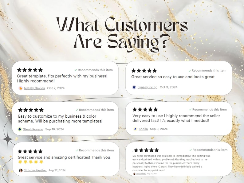 Puede incluir: Cinco rese&ntilde;as de clientes con cinco estrellas cada una, recomendando un producto. Cada rese&ntilde;a incluye el nombre del cliente, la fecha y una breve descripci&oacute;n de su experiencia. Las rese&ntilde;as destacan la facilidad de uso del producto, su calidad y la entrega r&aacute;pida.