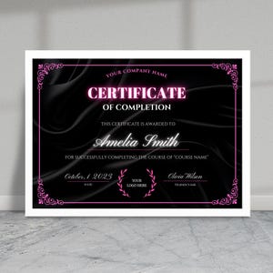 Abschlusszertifikat, druckbares Wimpern-Künstlerzertifikat, bearbeitbares Schönheitskurs-Lashes-Award-Zertifikat, Nagel, Make-up, Haar