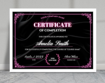 Editable Beauty Course Certificate Template (Digital Download)