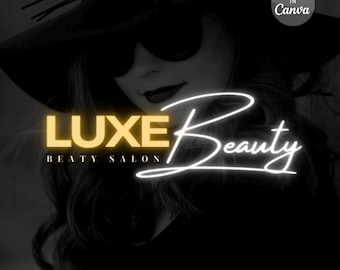 Premade Beauty Salon Logo Design, Editable Canva Template