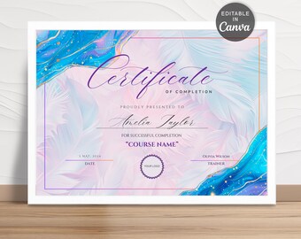 Printable Certificate of Completion Template, Editable Beauty Award (Canva)