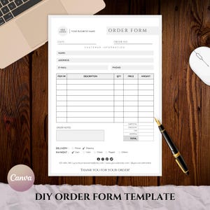 Order Form Editable | Crafters Order Form Template | Small Business Forms | Purchase Order Form Template | Printable Craft Order Form
