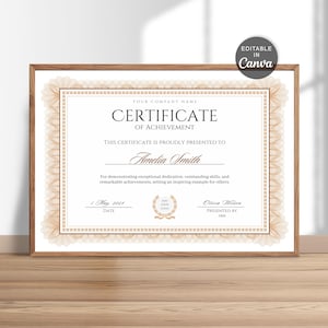 Certificate of Achievement | Customizable Award | Instant Download | Printable Certificate Template | Canva | Achievement Award Certificate