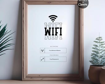 Editable WiFi Password Sign Template, Printable Canva (Instant Download)