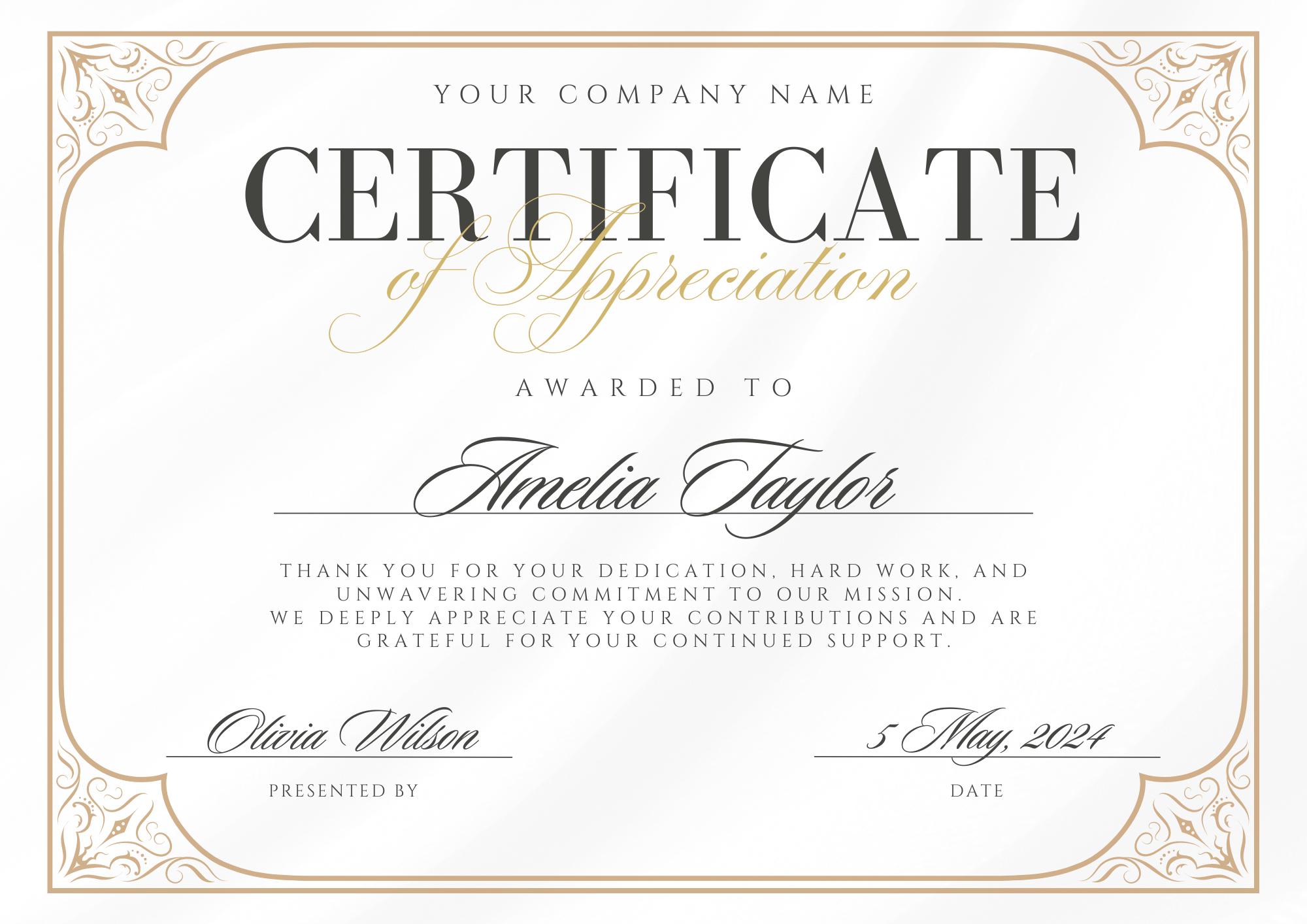 Editable Appreciation Certificate Template, Printable Award (canva) - Etsy