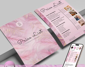 Editable Beauty Salon Price List Template, Hair, Nails, Makeup (Canva)
