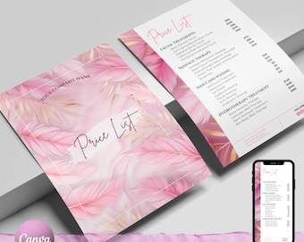 Beauty Salon Preisliste Vorlage, bearbeitbares Canva Design