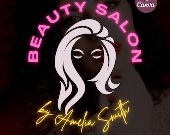 Beauty Salon Logo Template, DIY Branding (Canva)