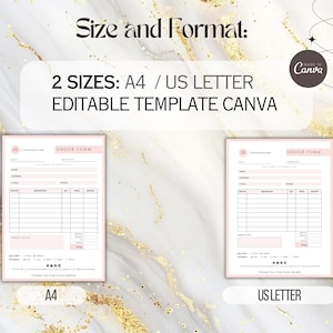 Editable Order Form Template | Small Business Canva Design (digital ...