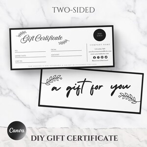 Gift Certificate Template, DIY Gift Certificate, ADD LOGO, Editable Gift Voucher, Printable Gift Card, Gift Voucher, Minimal, Small Business
