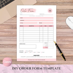 Order Form Editable | Crafters Order Form Template | Small Business Forms | Purchase Order Form Template | Printable Craft Order Form