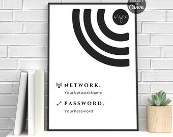 Editable WiFi Password Sign Template (Digital Download)