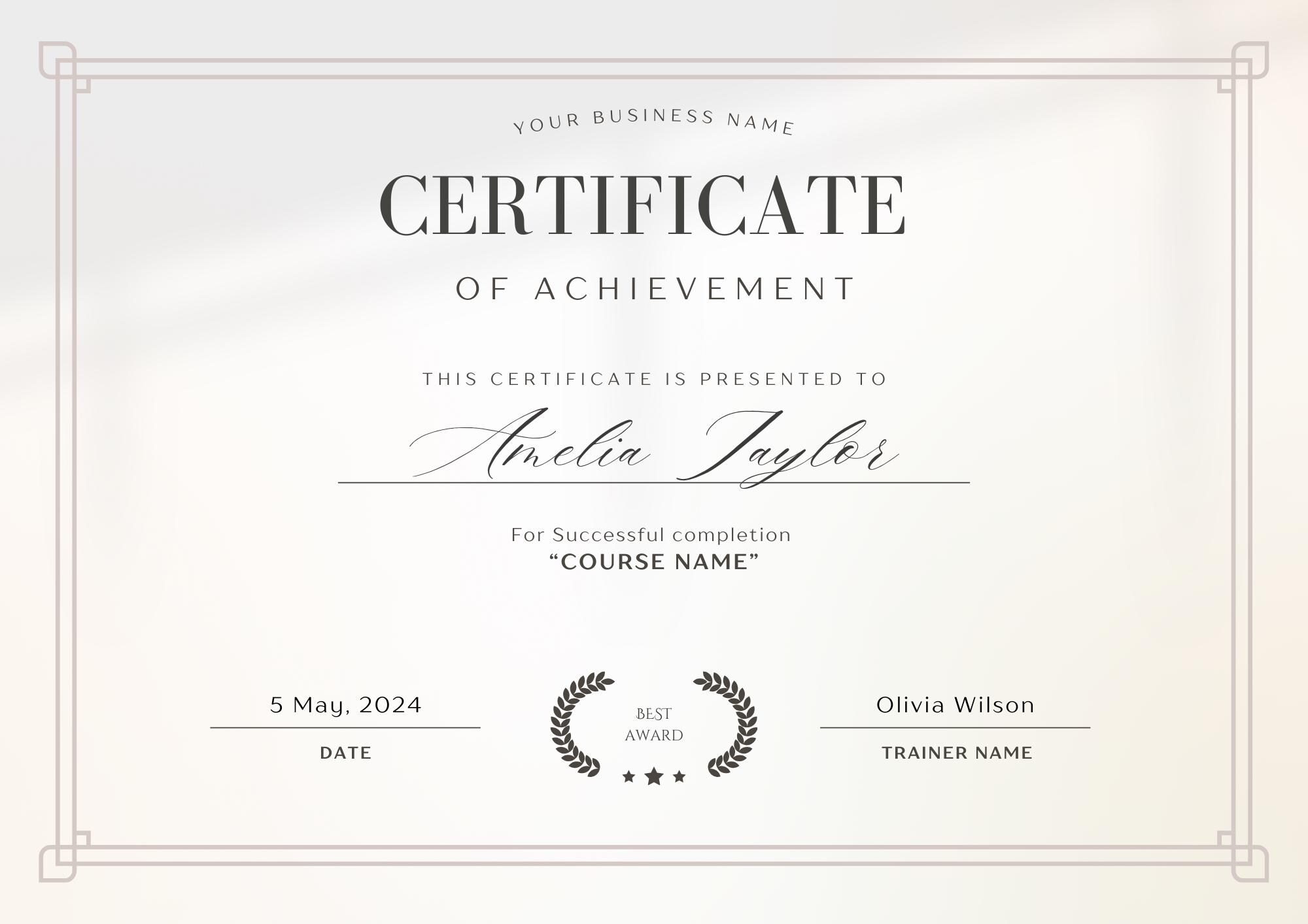 Editable Course Completion Ribbon Editable Course Completion Certificate Template, Printable Award (canva ...