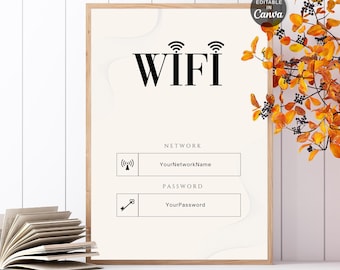 Editable WiFi Password Sign Template, Printable (Instant Download)