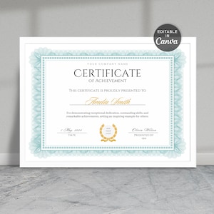 Certificate of Achievement | Customizable Award | Instant Download | Printable Certificate Template | Canva | Achievement Award Certificate