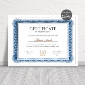 Certificate of Achievement | Customizable Award | Instant Download | Printable Certificate Template | Canva | Achievement Award Certificate