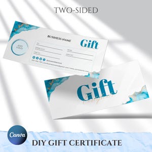 Plantilla de certificado de regalo, certificado de regalo DIY, AGREGAR LOGOTIPO, vale de regalo editable, tarjeta de regalo imprimible, vale de regalo, suministros para pequeñas empresas