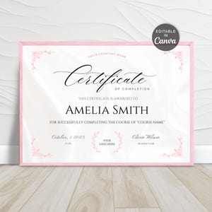 Abschlusszertifikat, druckbares Wimpern-Künstlerzertifikat, bearbeitbares Beauty-Course-Lashes-Award-Zertifikat, Nagel, Make-up, Canva