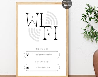 Editable WiFi Password Sign Template, Printable (Instant Download)