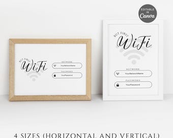 Editable WiFi Password Sign Template, Printable Network Sign (Instant Download)