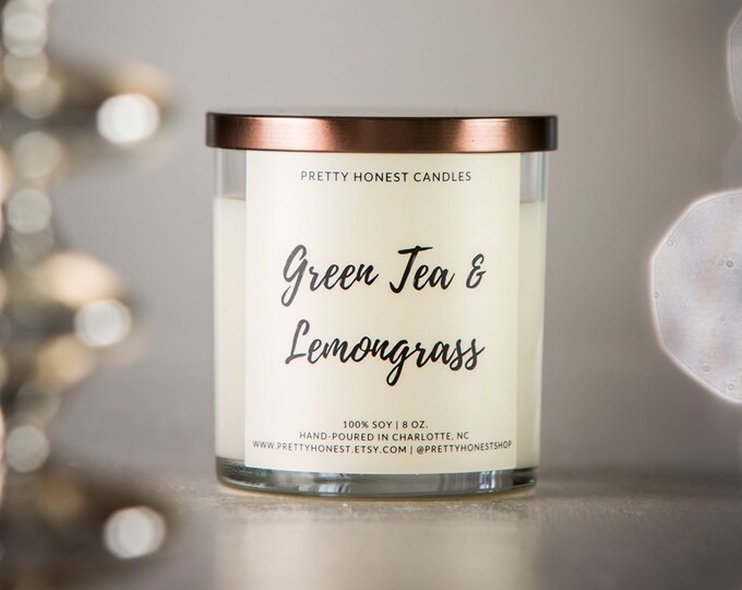 Green Tea and Lemongrass Candle, Relaxing Candles, Handmade Candle