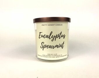 Eucalyptus Spearmint Candle, eucalyptus soy candle, soy candle, relaxing candle, calm candle, home decor candle, vegan candle, nature