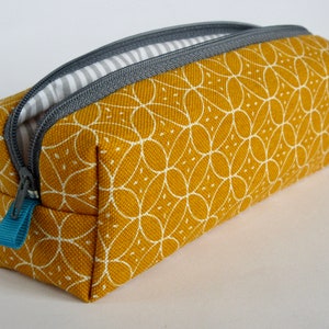 Pencil case pencil case pattern "Circles" mustard ornaments circles curlicues