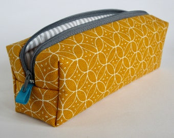 Pencil case pencil case pattern "Circles" mustard ornaments circles curlicues