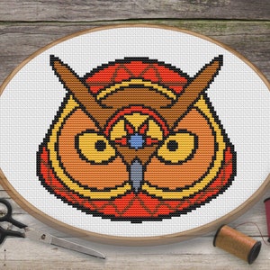 Owl Bird DIY Easy Cross Stitch Pattern, Owl Cross Stitch Pattern Quick Cross Stitch, Small Cross Stitch Pattern, Fantasy Cross Stitch